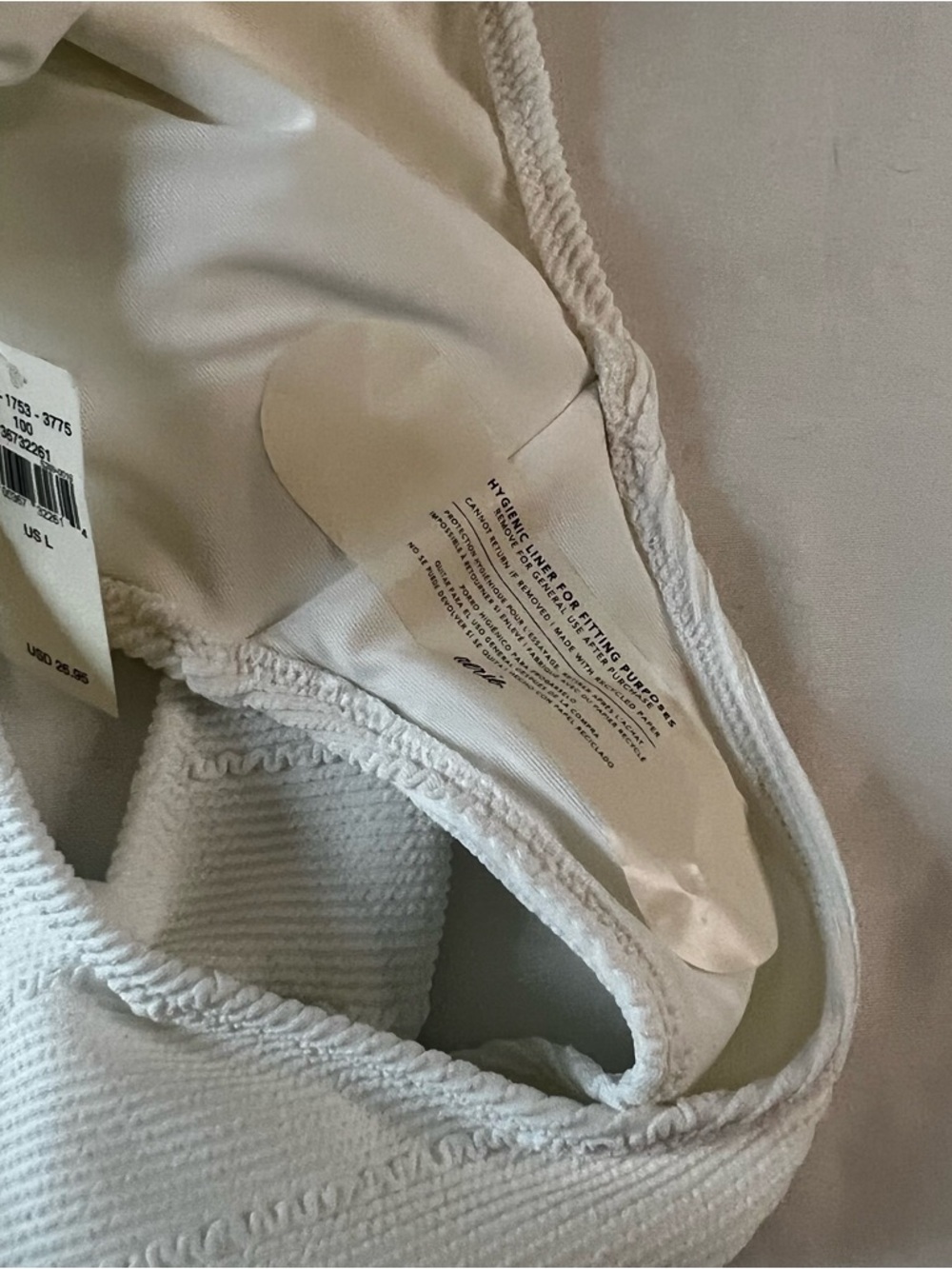 Aerie White Ribbed Bikini Bottom Size L NWT Textured Swim - Picture 4 of 4
